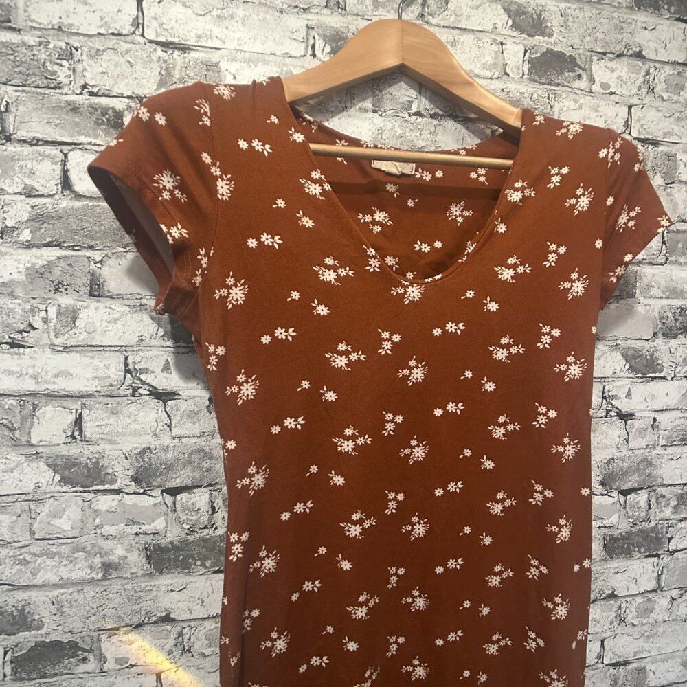 EUC "See You Monday" Los Angeles Brown Floral Midi Dress Size XL - Picture 3 of 10
